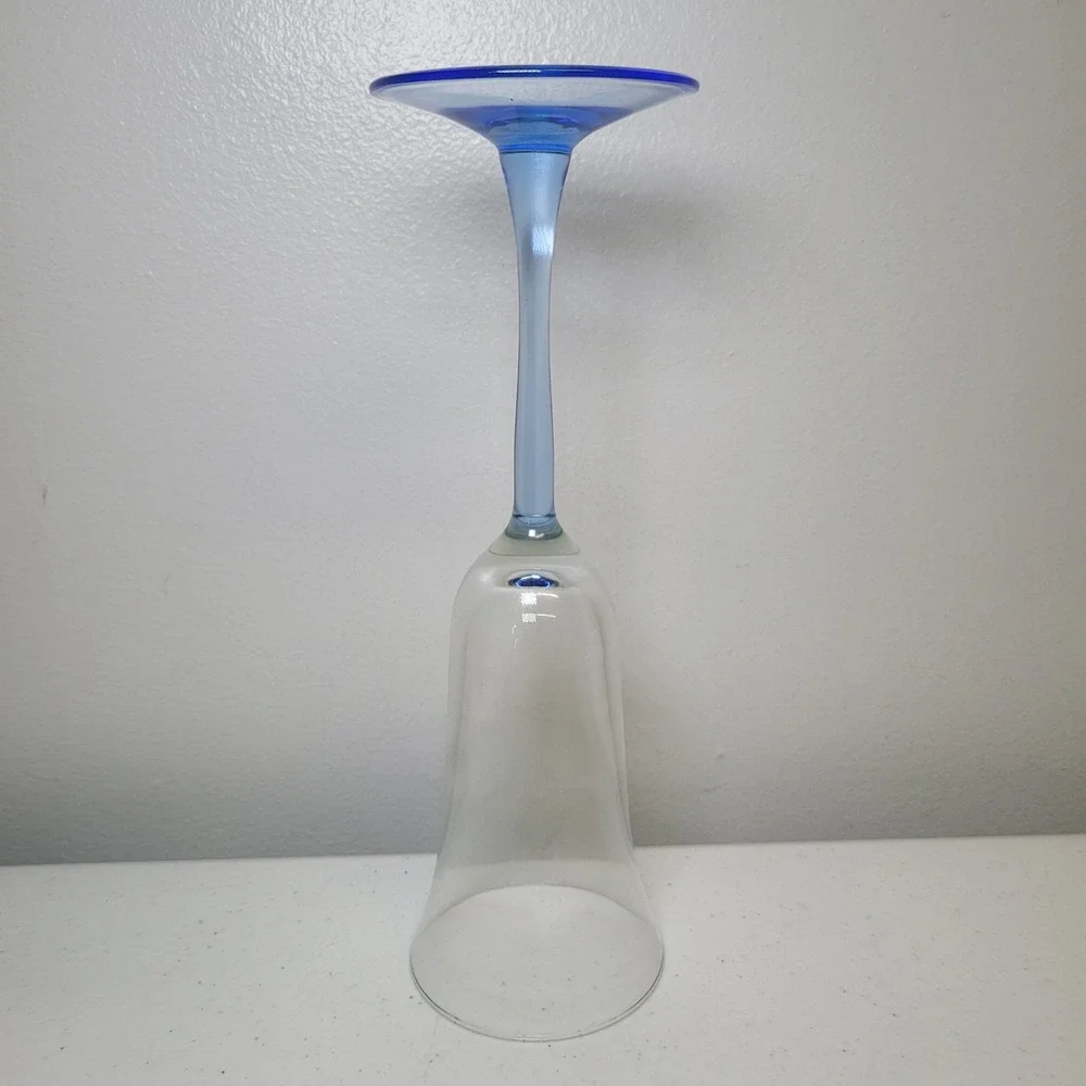 France Luminarc Blue Stemmed‎ Glass Vintage Champagne Flute 9 inch